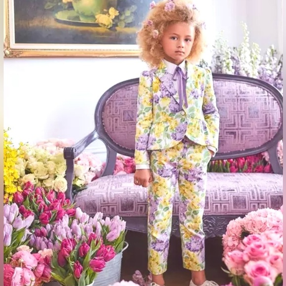 Janie and Jack Floral Sateen Peplum Jacket White Floral Size 4 Girls Spring NEW - Picture 1 of 8